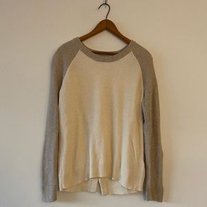 Madewell Split Back Cream & Tan Color Block Sweater, S: XS